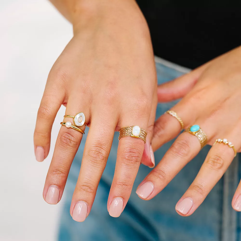 Solid Gold Bold Pearl Ring