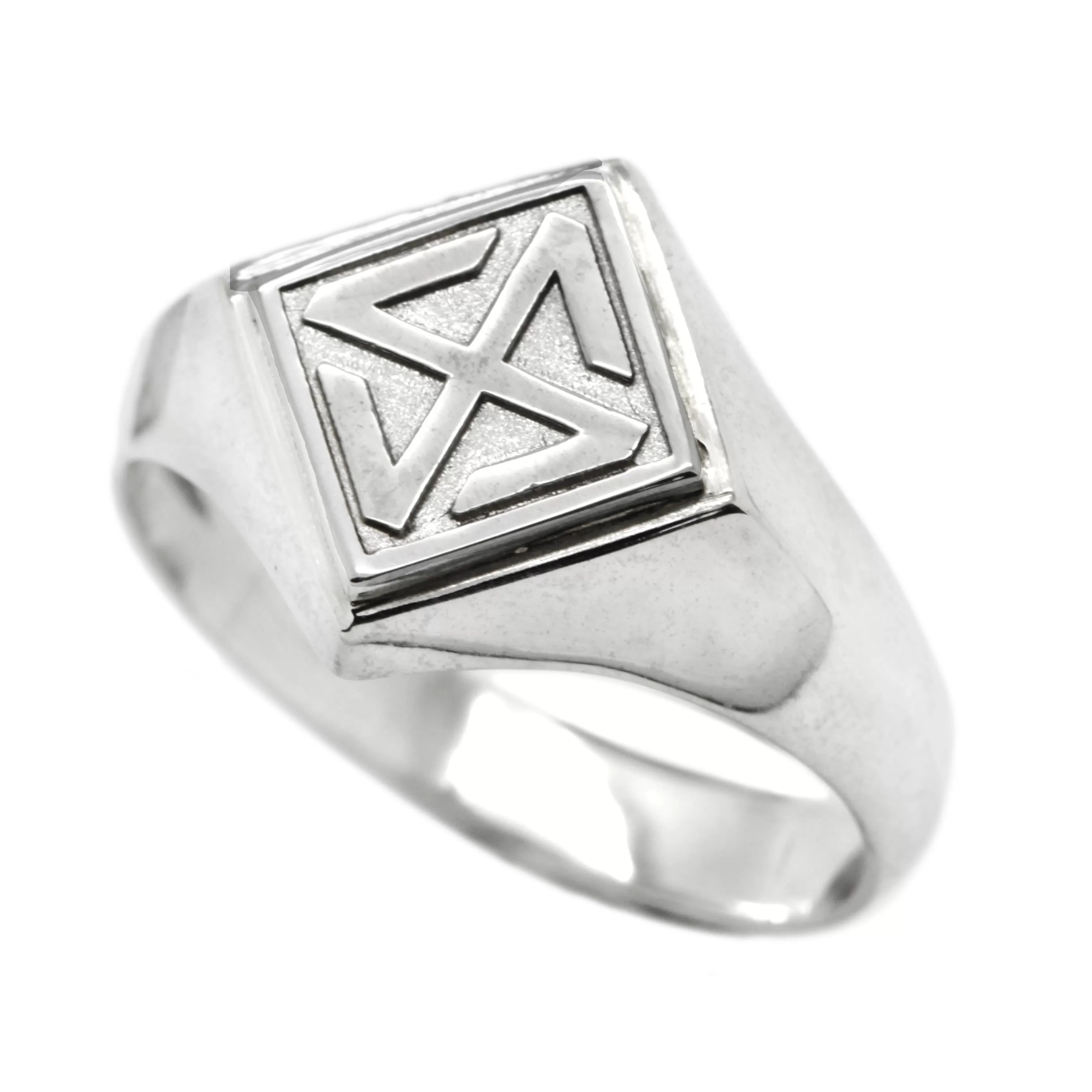 Sonnenrad, Occult Sun Wheel Symbol Mens Square Top Signet Ring