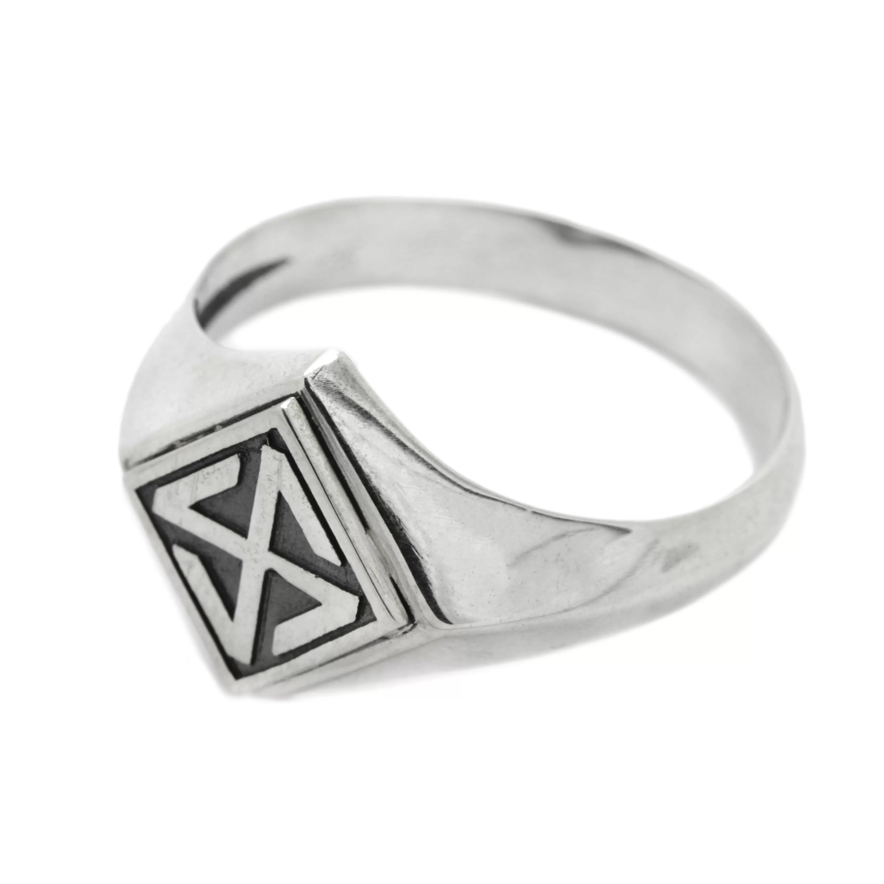 Sonnenrad, Occult Sun Wheel Symbol Mens Square Top Signet Ring