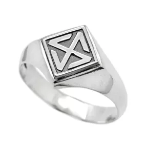 Sonnenrad, Occult Sun Wheel Symbol Mens Square Top Signet Ring