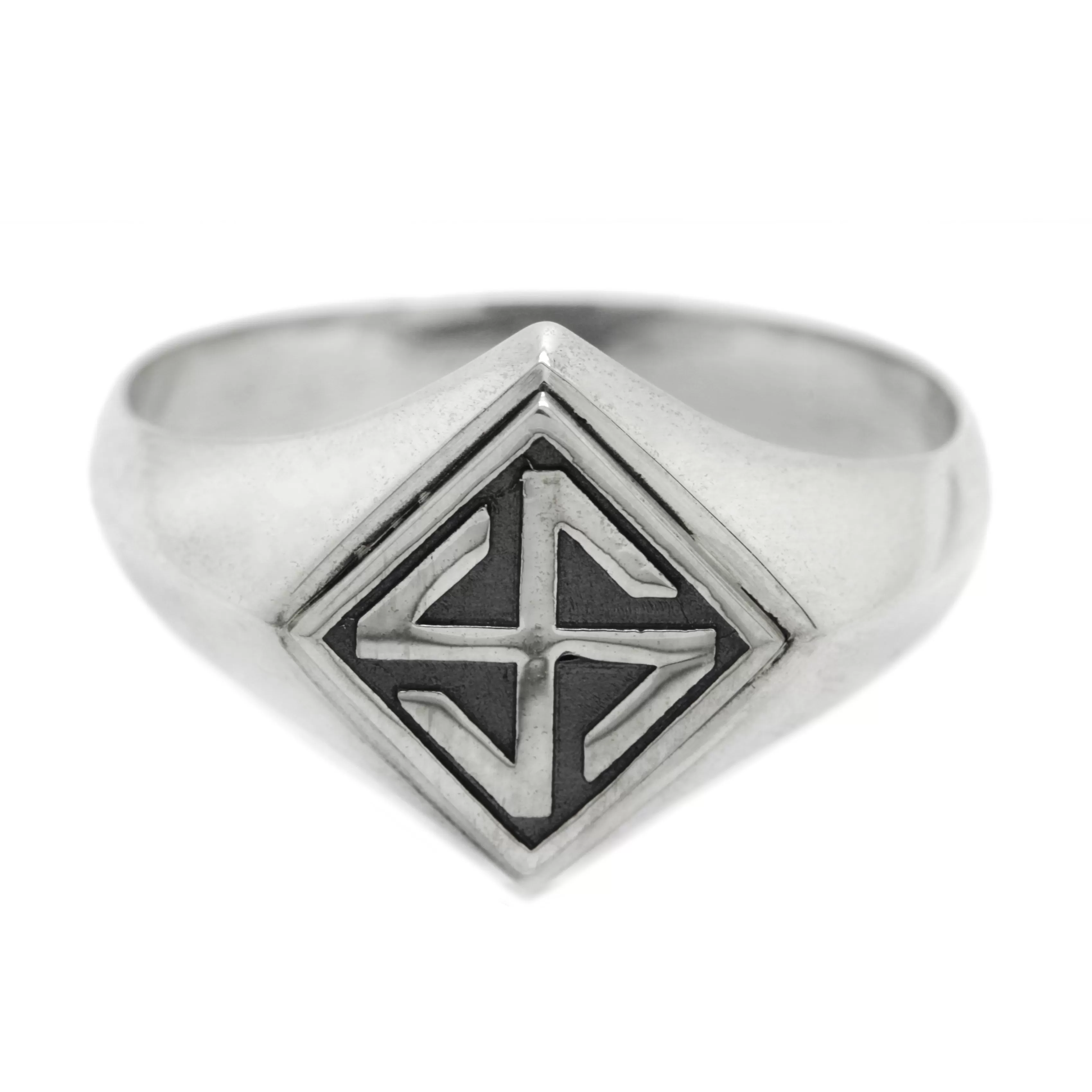 Sonnenrad, Occult Sun Wheel Symbol Mens Square Top Signet Ring