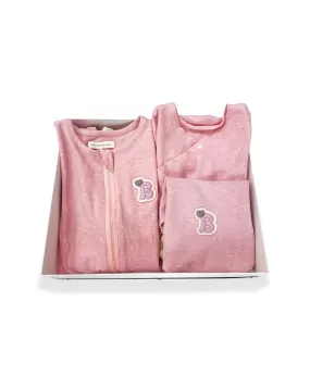 Star Jacquard Knit Bundle, Color PINK (Pack of 3 - Bodysuit, Sleeping Bag, Bib)