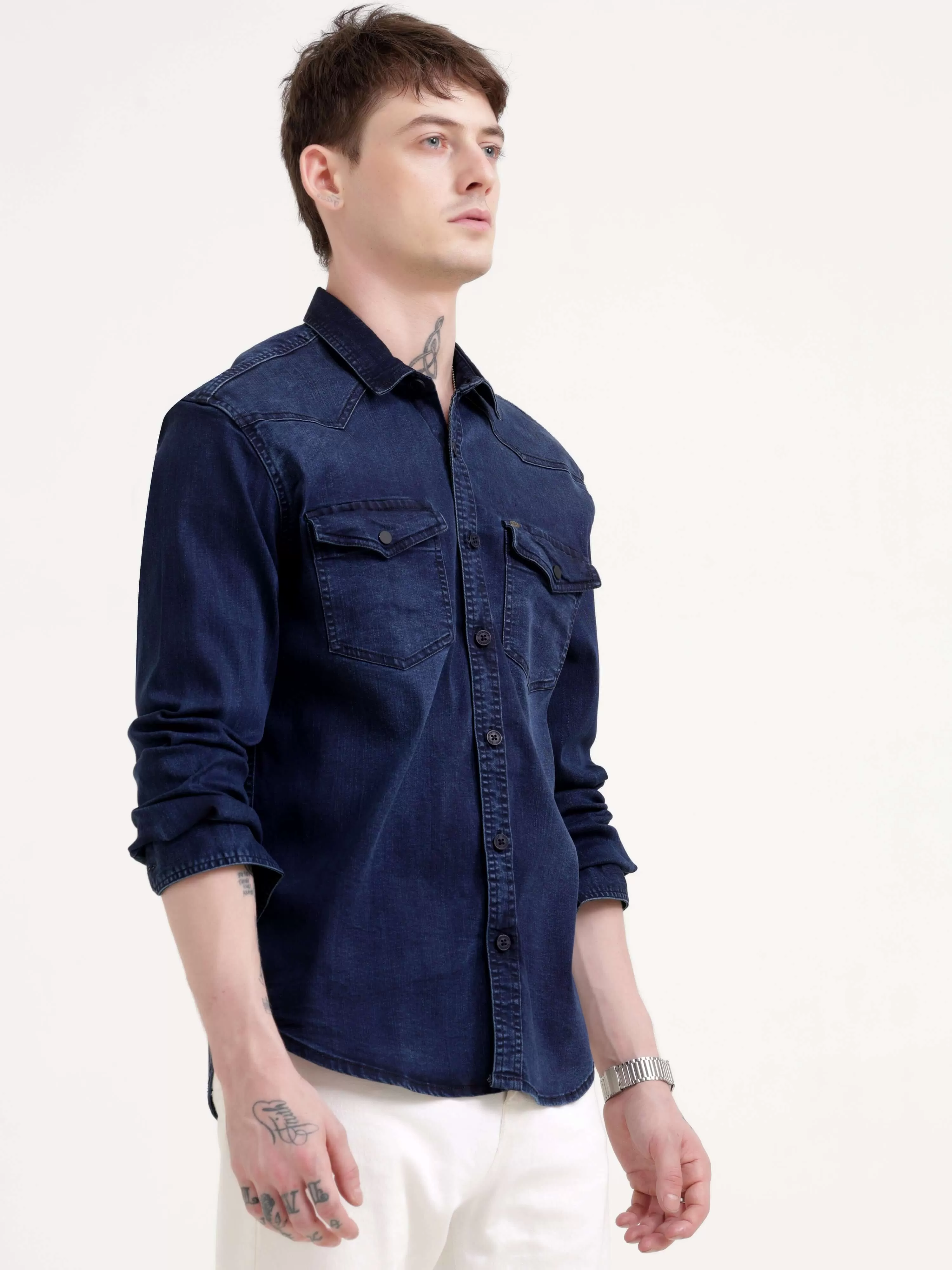 Storm indigo blue denim shirt