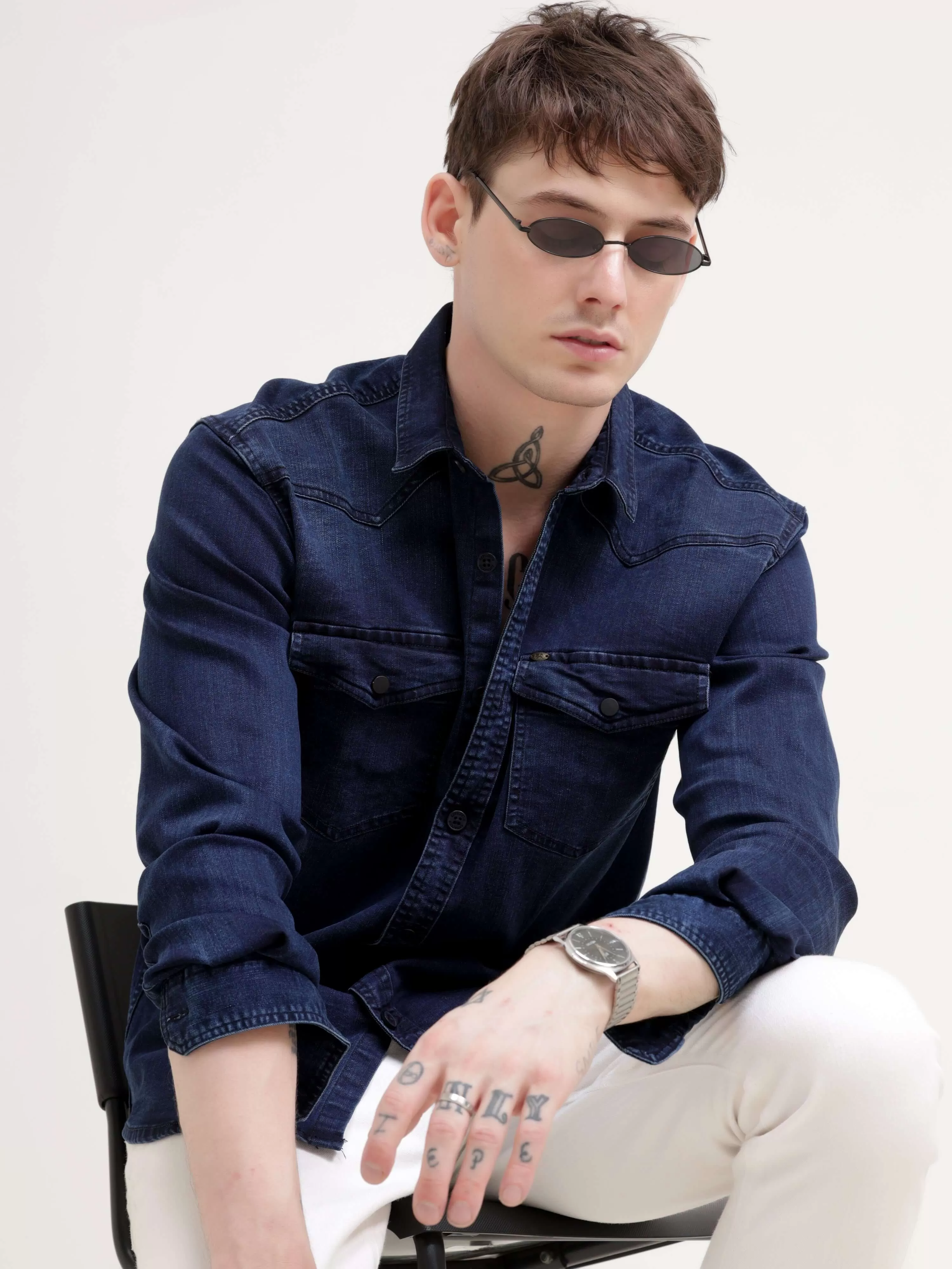 Storm indigo blue denim shirt