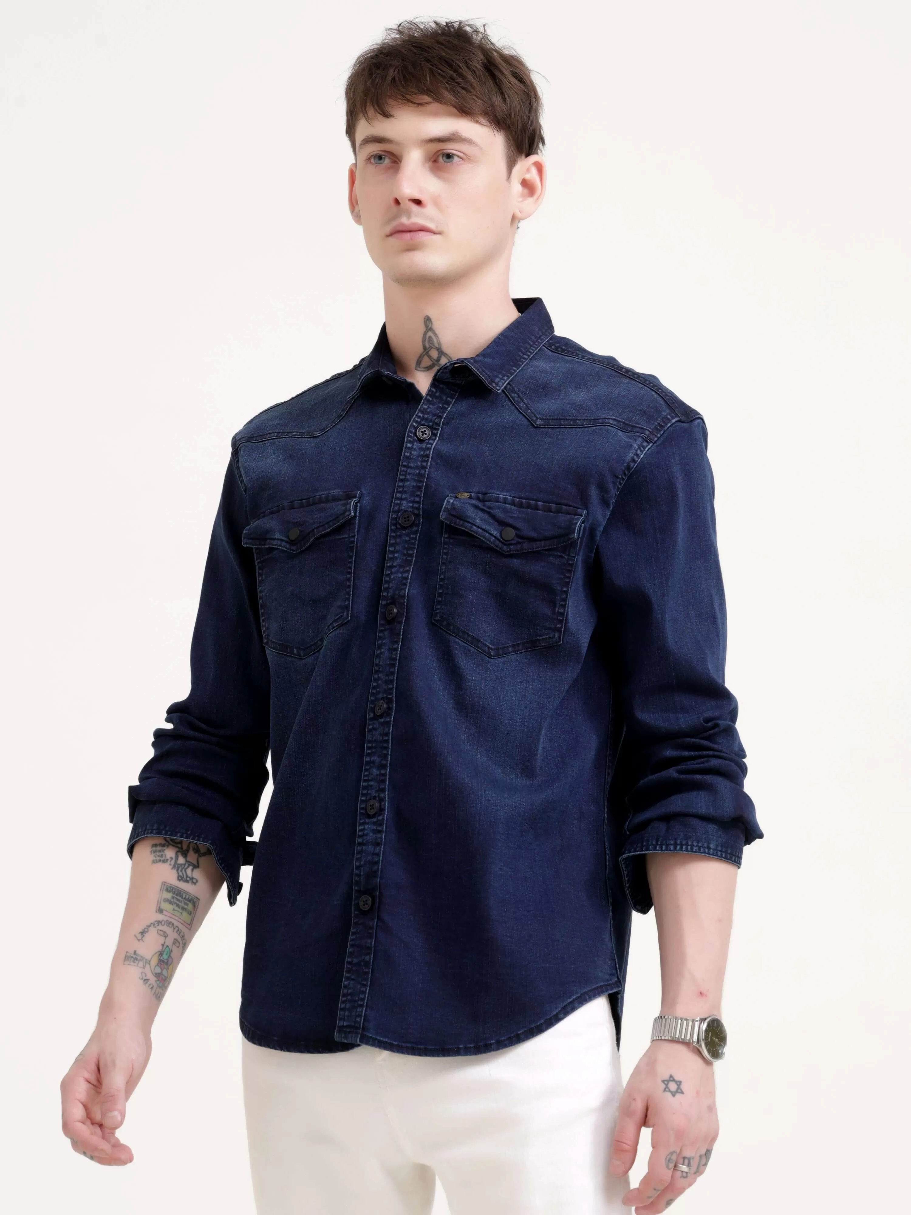 Storm indigo blue denim shirt