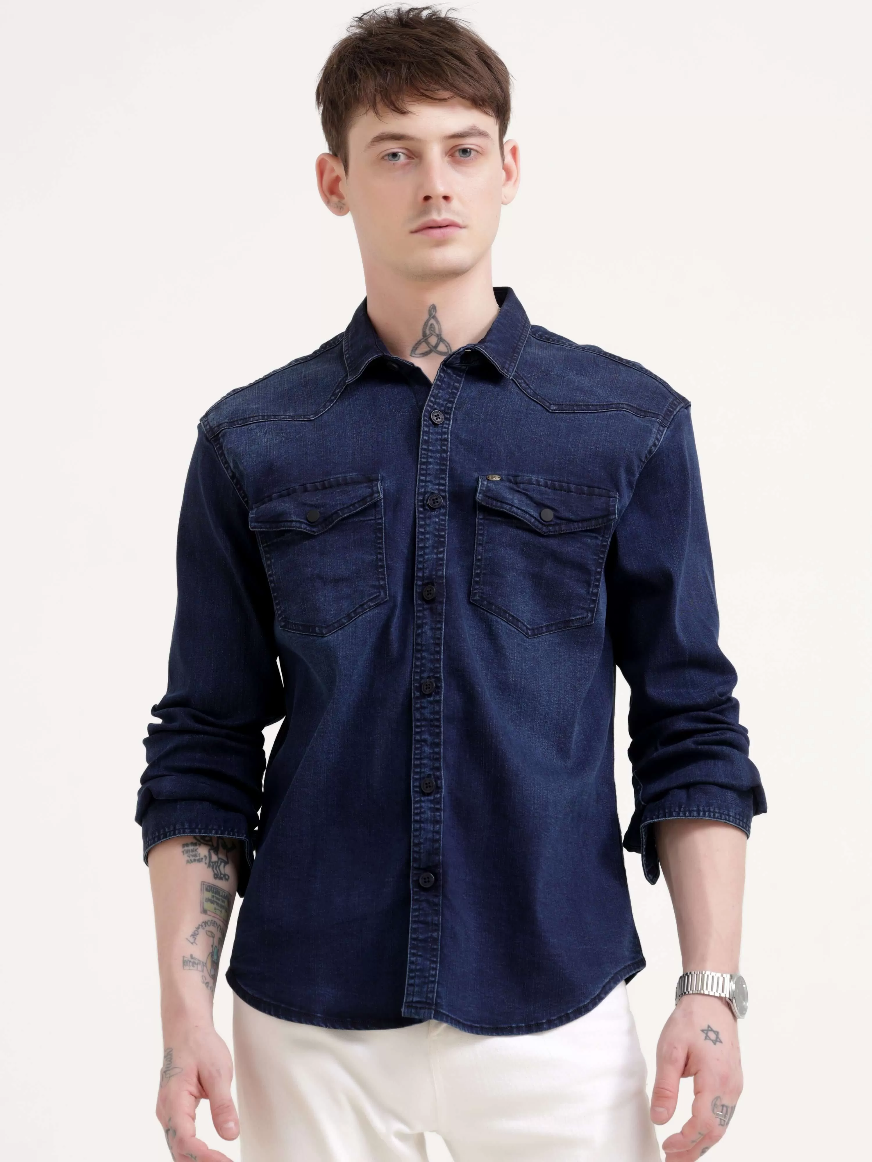 Storm indigo blue denim shirt