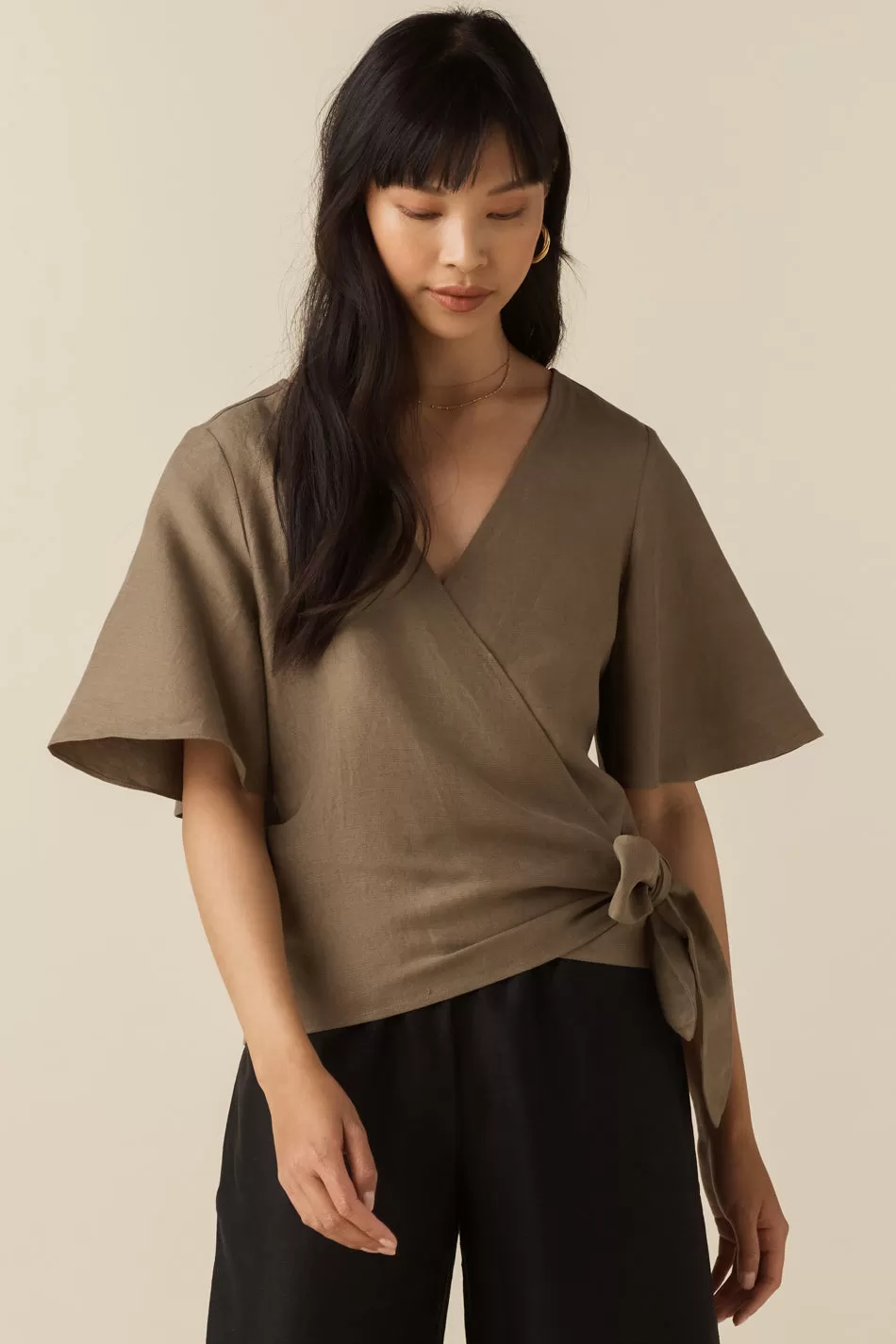 The Flutter Sleeve Wrap Top