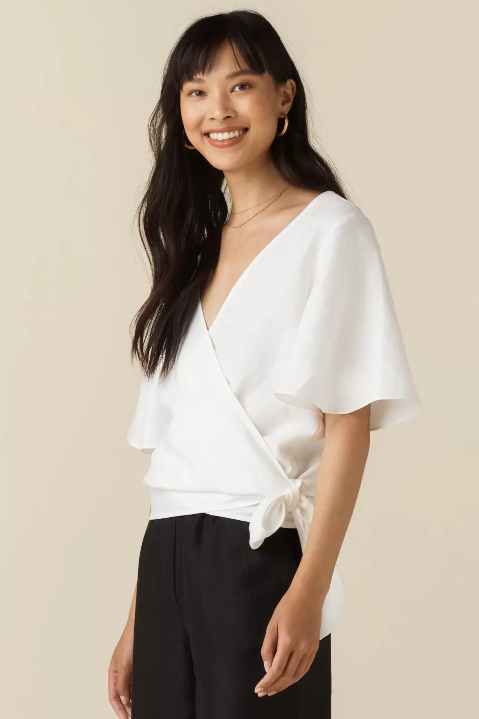 The Flutter Sleeve Wrap Top