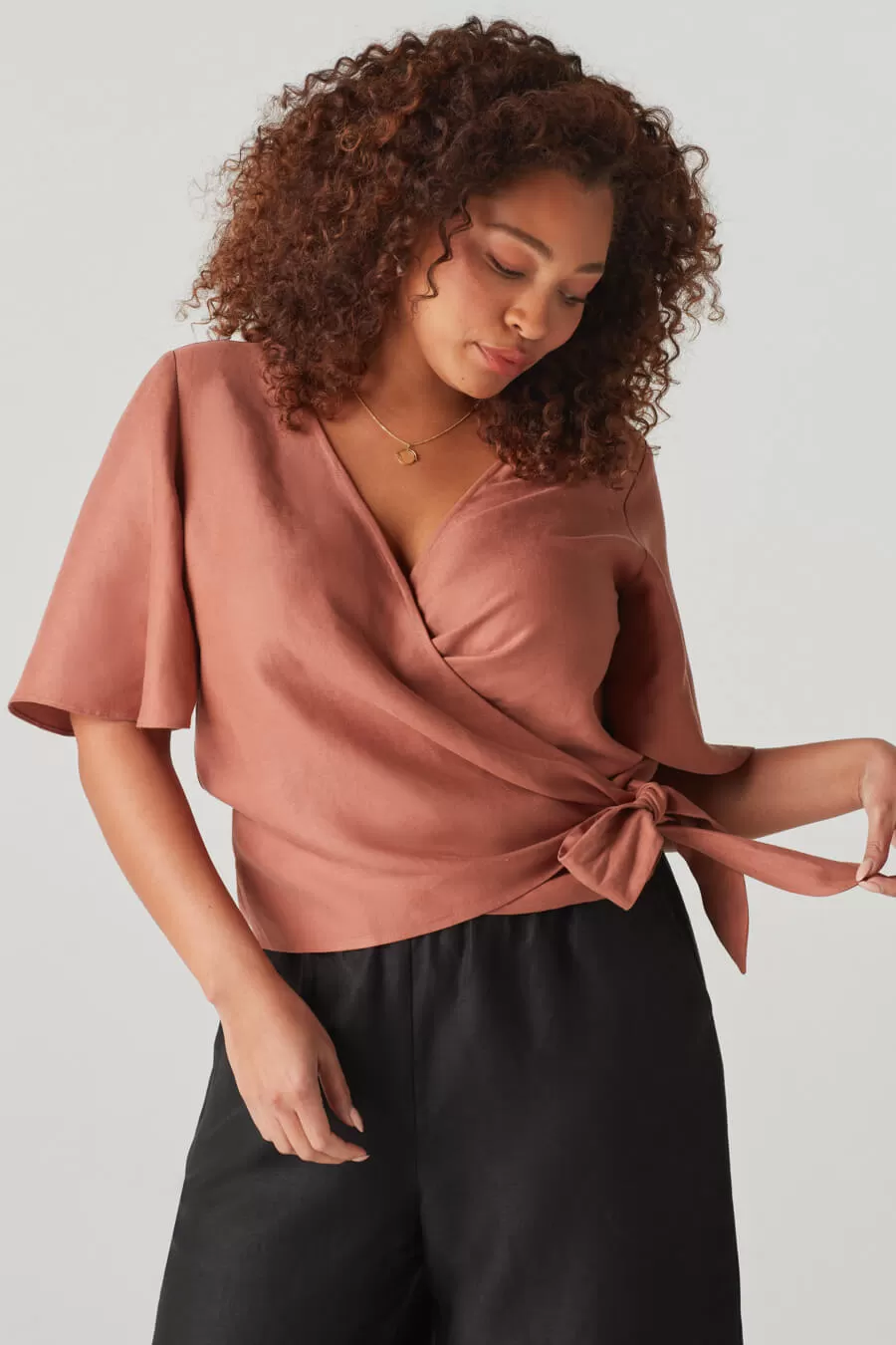 The Flutter Sleeve Wrap Top