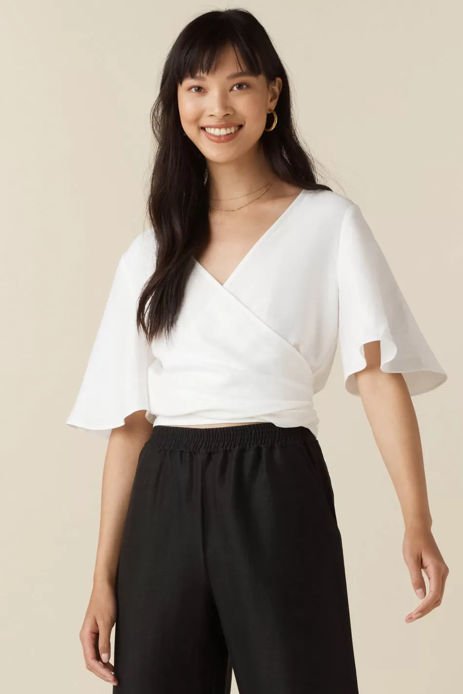 The Flutter Sleeve Wrap Top