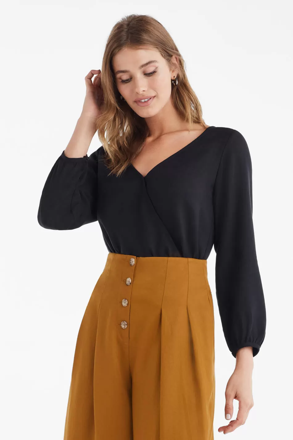 The Gathered Sleeve Wrap Top