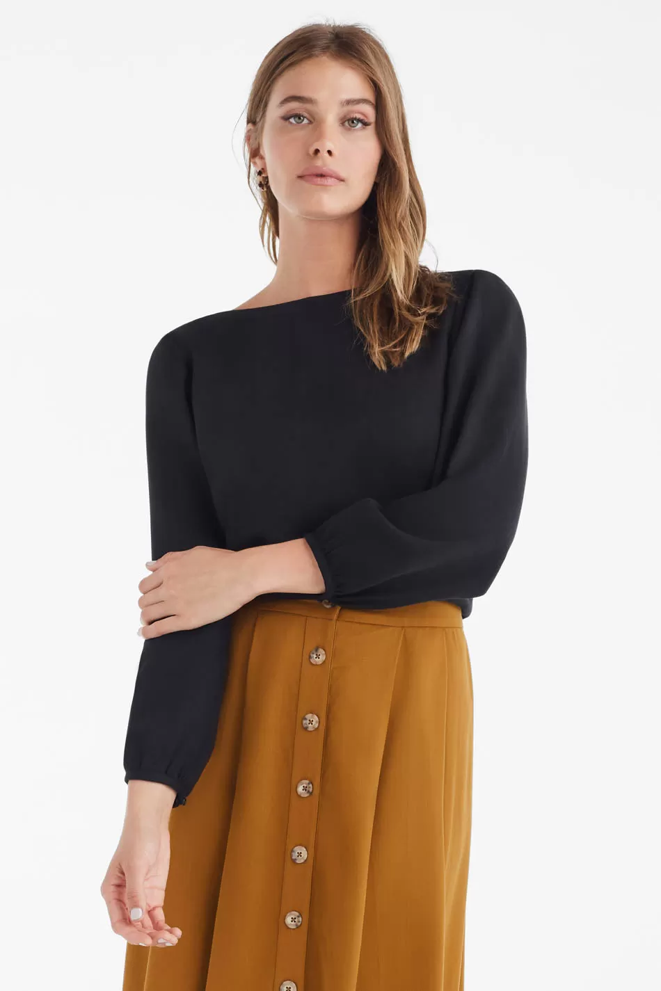 The Gathered Sleeve Wrap Top