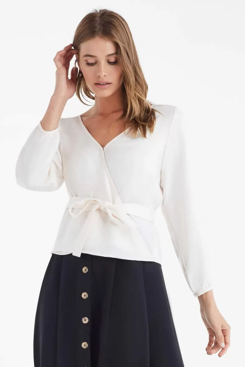 The Gathered Sleeve Wrap Top