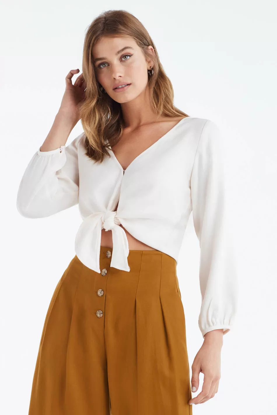 The Gathered Sleeve Wrap Top