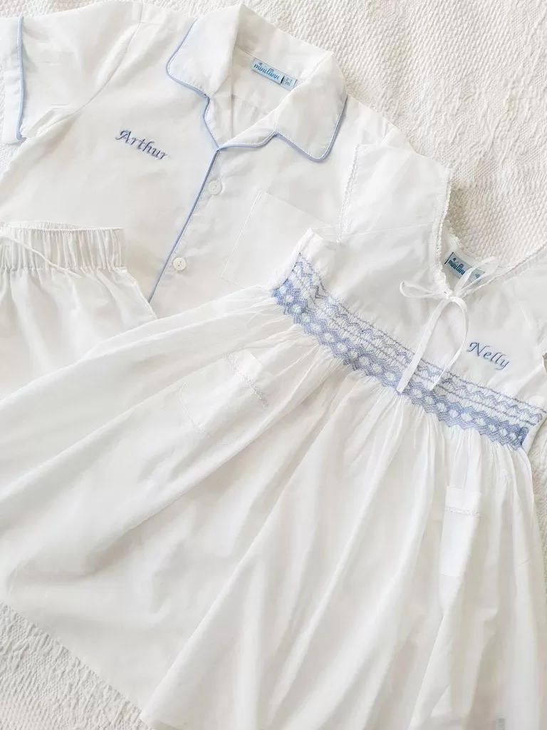 Traditional Blue Piping Cotton Pyjama’s