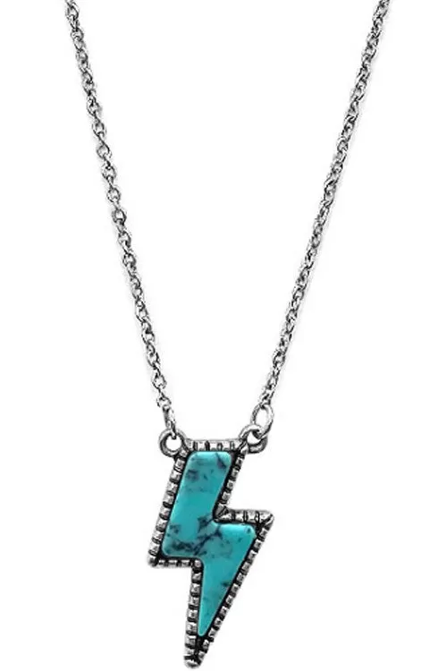 Turquoise Lightning Pendant Necklace