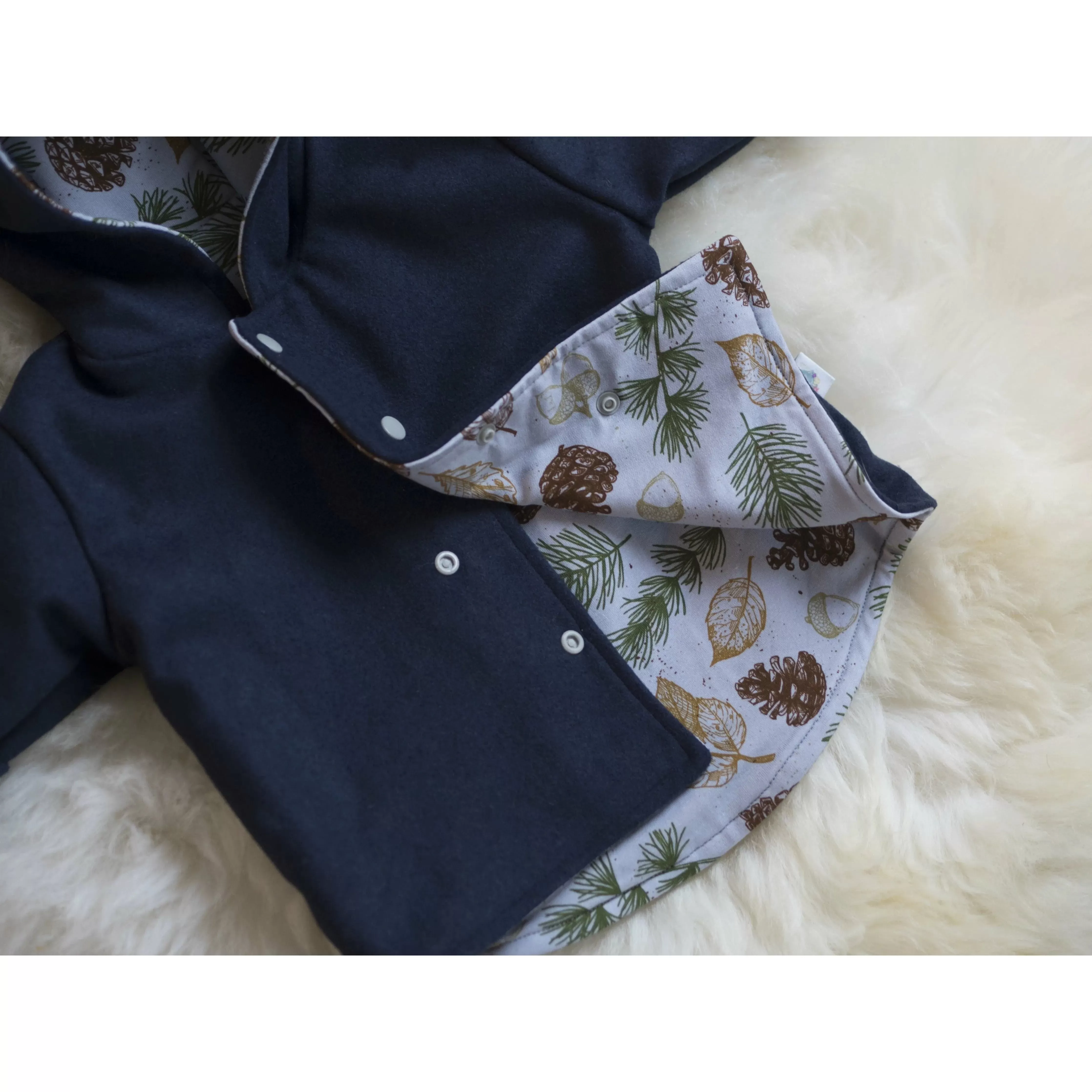 Unisex Navy and Festive Leaves Bunny Jacket