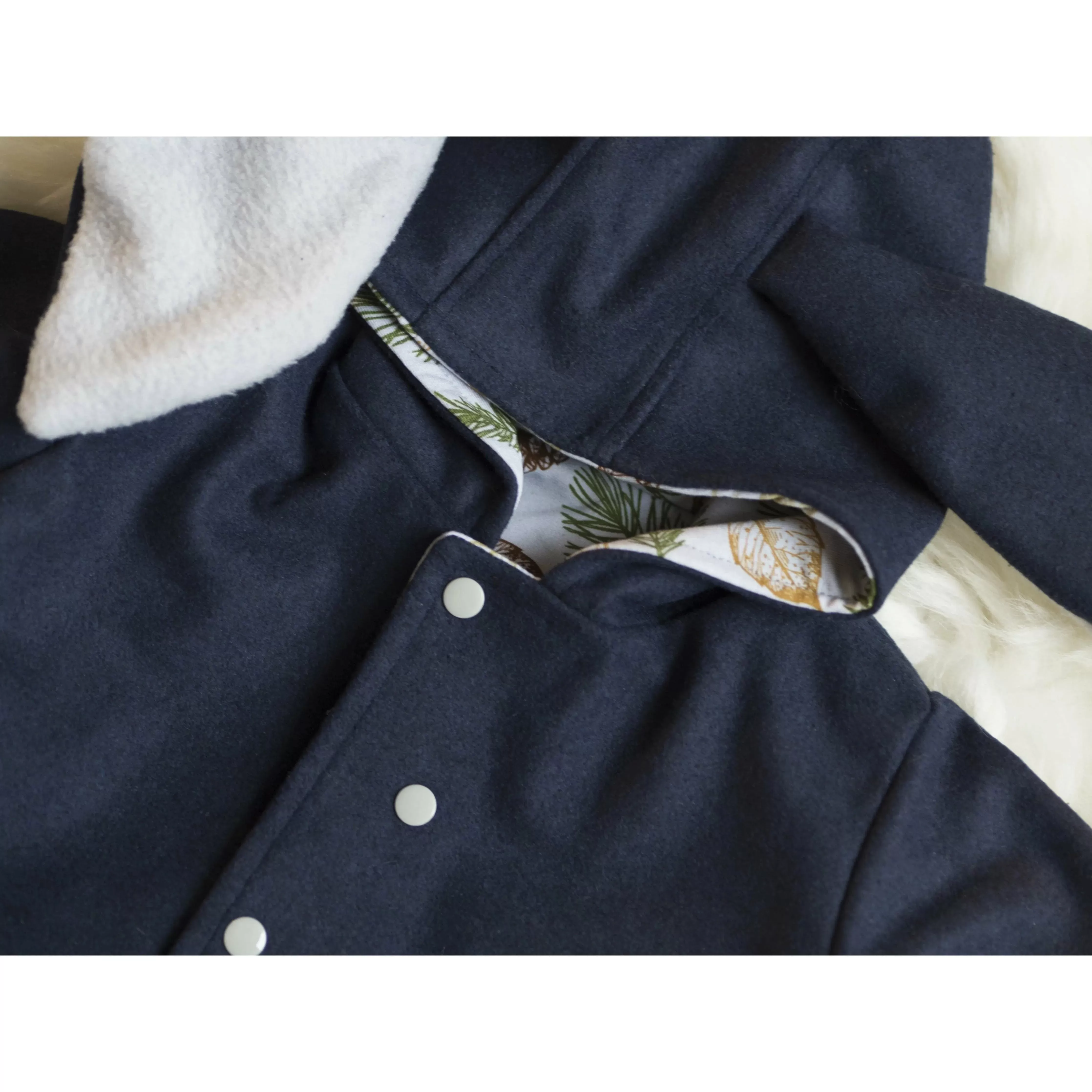 Unisex Navy and Festive Leaves Bunny Jacket