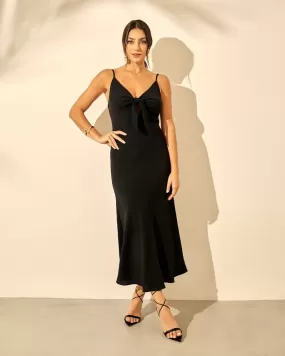 VESTIDO CLUDIA OLIVEIRA PRETO GINA CREPE AMARRAO