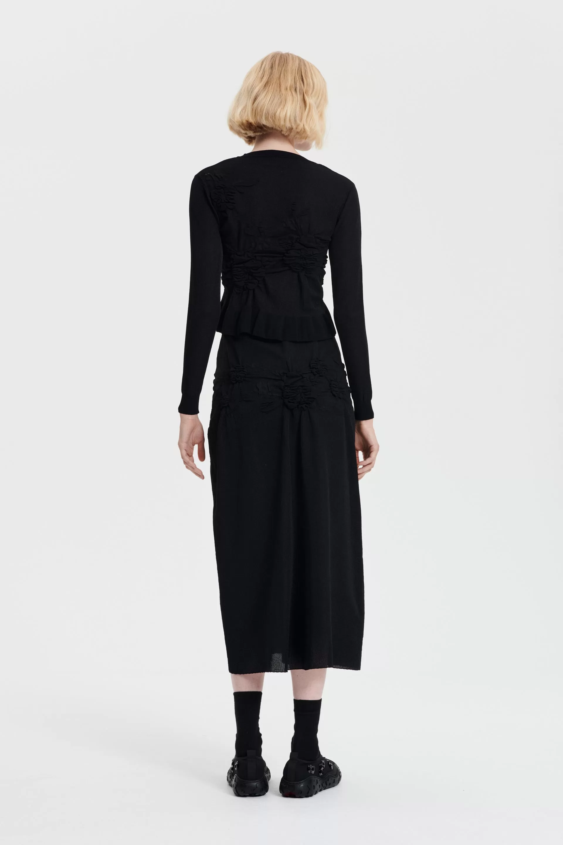 VILLA | SKIRT COLETTE SMOCK KNIT  BLACK/BLACK