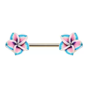 WILDKLASS Hawaiian Plumeria Flower Nipple Barbell Ring