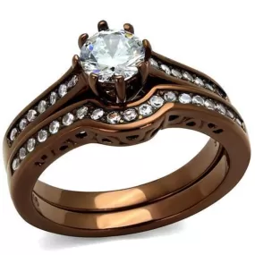 WildKlass Stainless Steel Ring IP Coffee Light Women AAA Grade CZ Clear