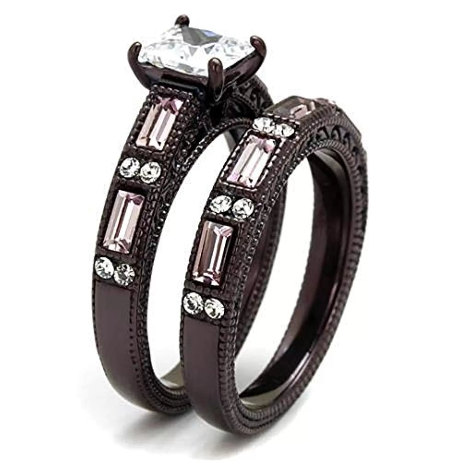 WildKlass Stainless Steel Ring IP Dark Brown (IP Coffee) Women AAA Grade CZ Clear