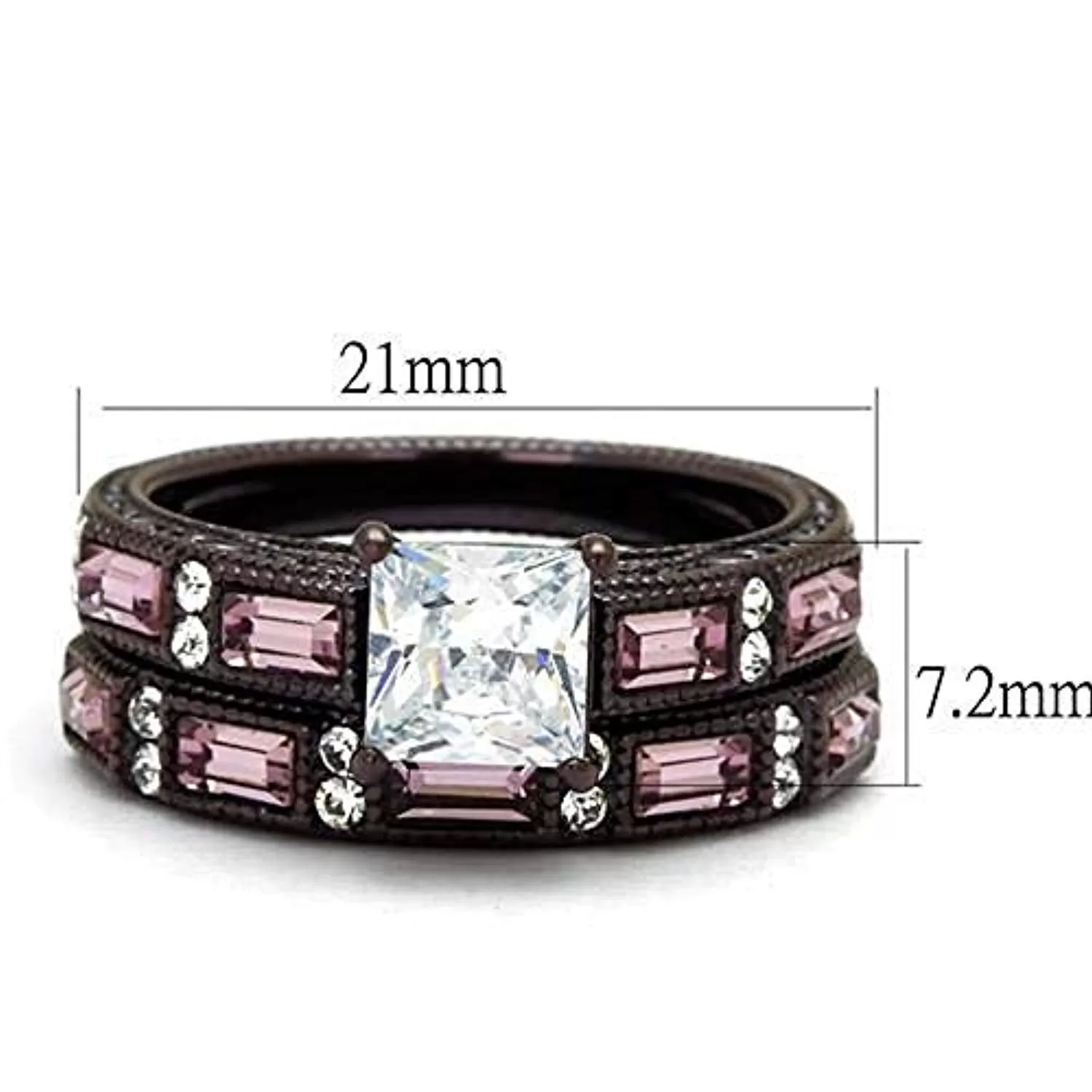 WildKlass Stainless Steel Ring IP Dark Brown (IP Coffee) Women AAA Grade CZ Clear