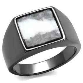 WildKlass Stainless Steel Ring IP Light Black (IP Gun) Men Semi-Precious Gray