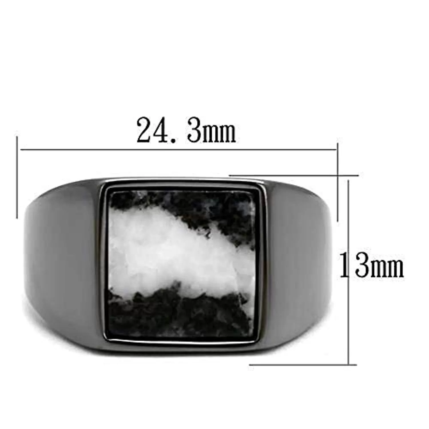 WildKlass Stainless Steel Ring IP Light Black (IP Gun) Men Semi-Precious Gray