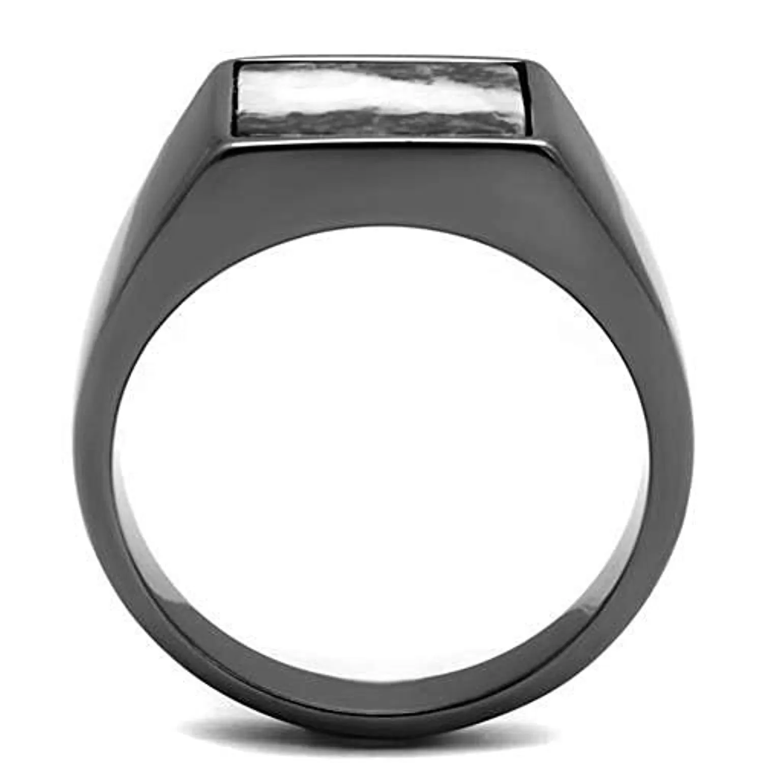 WildKlass Stainless Steel Ring IP Light Black (IP Gun) Men Semi-Precious Gray