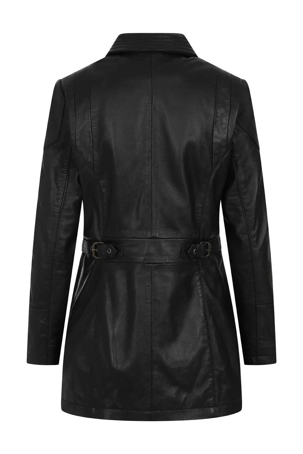 Women's Beautiful Hip Length Black Leather Jacket - 'ALEXA'