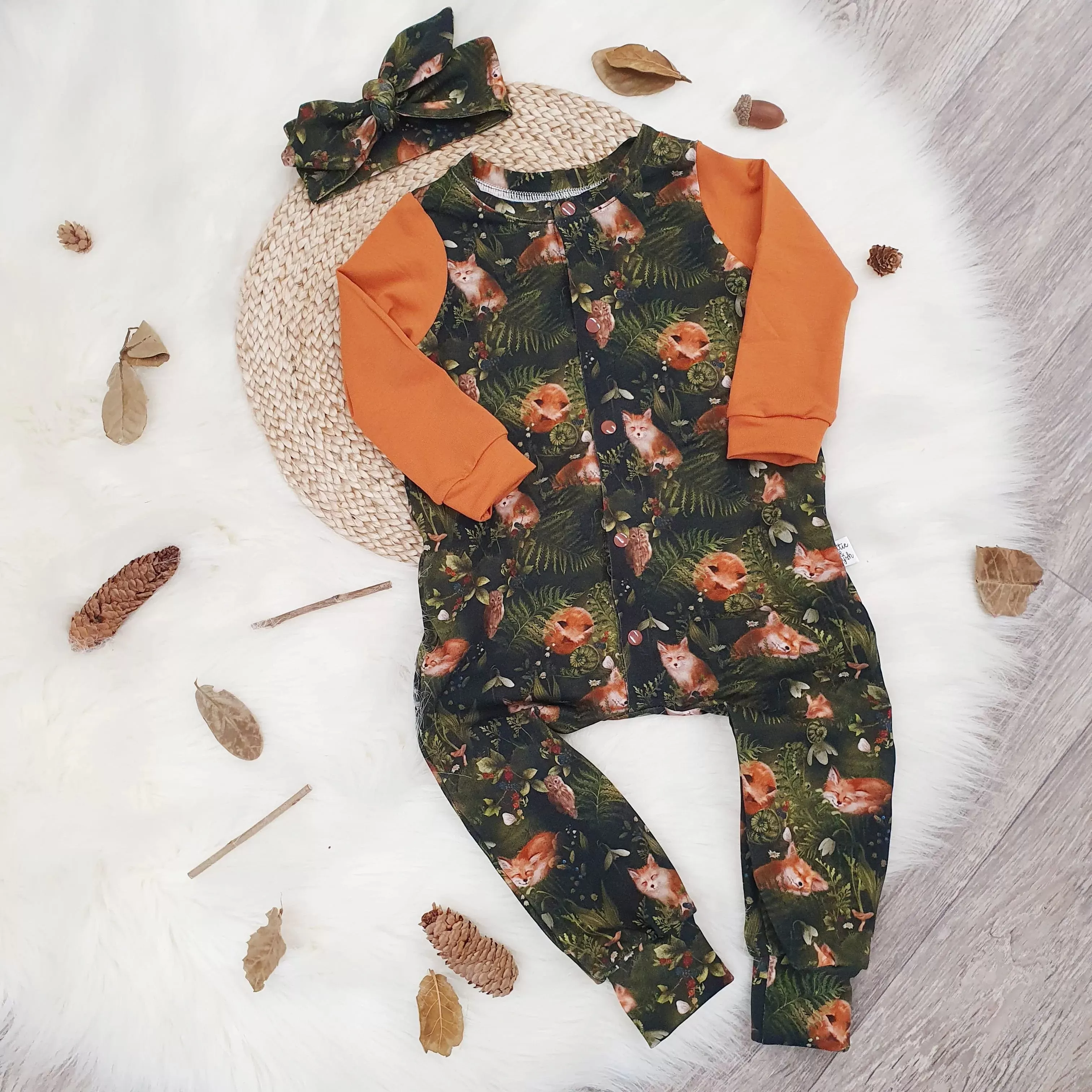 Woodland Fox Long Leg Popper Romper