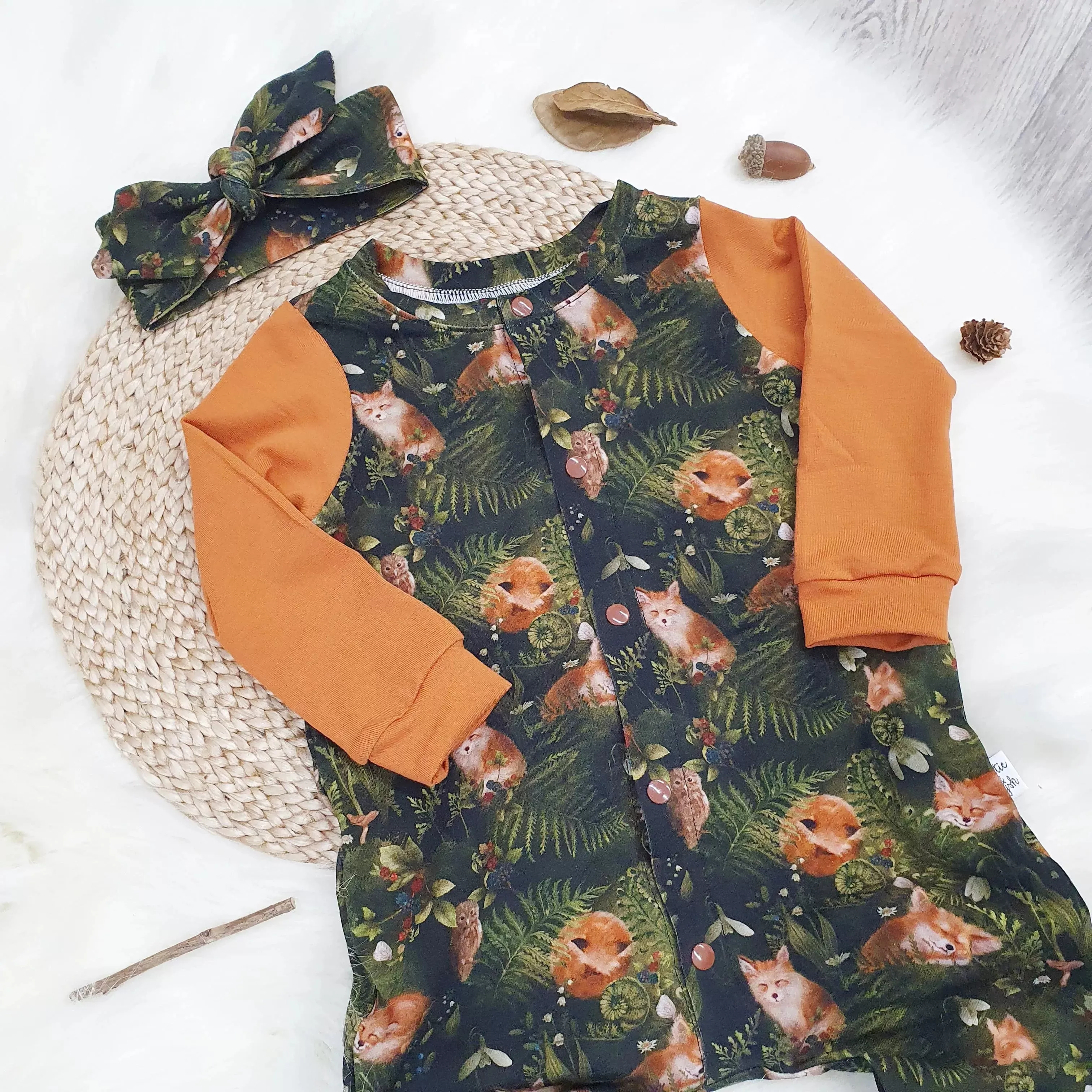 Woodland Fox Long Leg Popper Romper